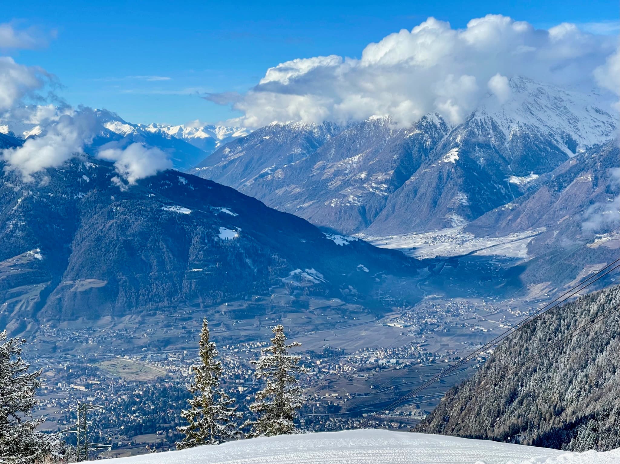 Snow-capped mountains above Verano